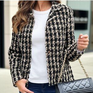 Vintage Talbots Petites Women's Bouclé Tweed Button Front Jacket Womens Size 6P